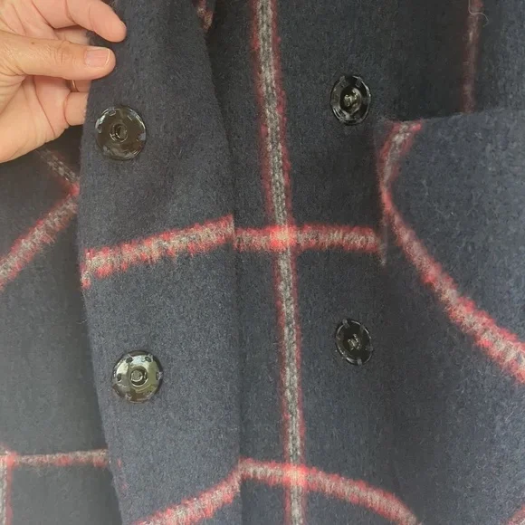 KENDALL & KYLIE PLAID NAVY WOOL COAT JACKET - Picture 7 of 11